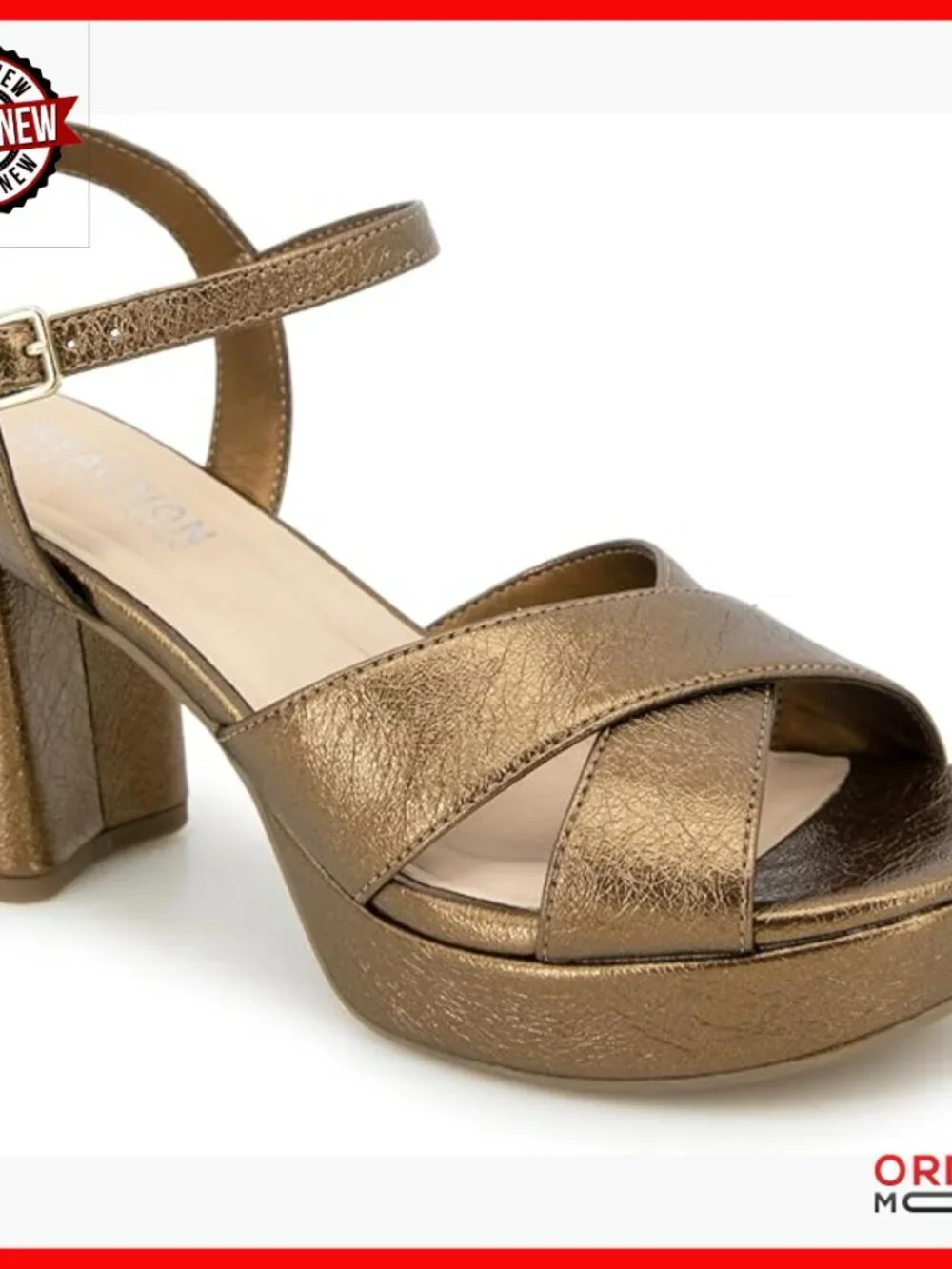 Platform Heeled Sandals with Ankle Strap and Buckle Closure